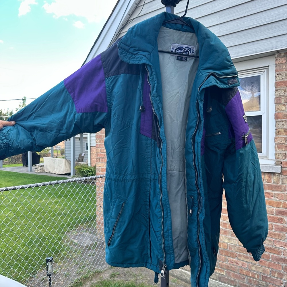 Men's Teal and Purple Ski Jacket